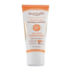 فلوئید ضد آفتاب بی رنگ سان سیف با SPF50 مناسب پوست حساس