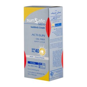ضد آفتاب بی رنگ سان سیف با SPF40 مناسب آقایان