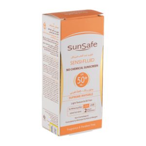 فلوئید ضد آفتاب بی رنگ سان سیف با SPF50 مناسب پوست حساس